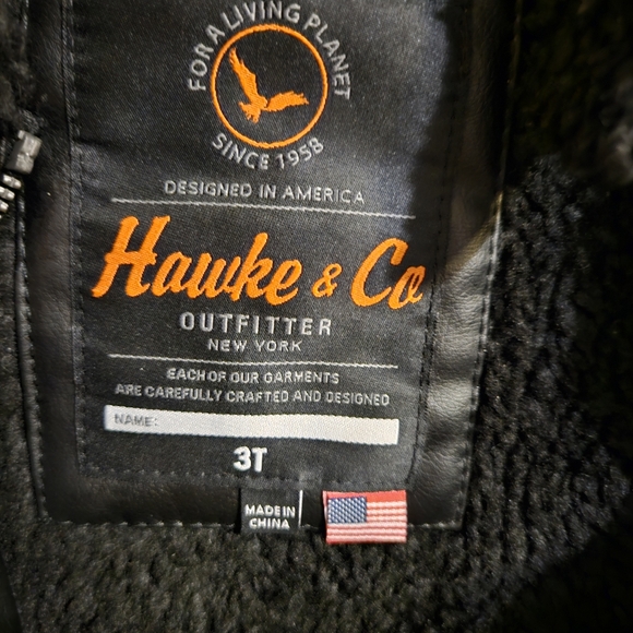 Hawke & Co Outfitter Faux Leather Jacket Youth Size 3 T Sherpa Lined - Picture 2 of 7